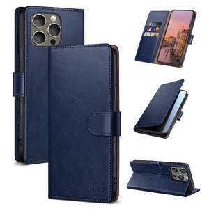 lot 662 image: SUANDUCK Wallet Case for iPhone 16 Pro 6.3 with RFID-Blocking Credit Card Holder, PU Leather Folio Flip Cover Women Men Protective Phone Case Compatible with Apple 16 Pro, Blue - Retail $20