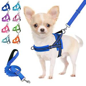 lot 665 image: Lukovee No Pull Dog Harness and Leash Set, Soft Padded Small Dog Harness, Neck & Chest Adjustable Reflective Vest Puppy Harness with 4ft Lightweight Anti-Twist Dog Leash for Small Dogs (S, Blue) - Retail $14