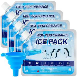 lot 670 image: Omoojee Reusable Ice Packs for Cooler, 4 Pack Freezer Ice Packs for Lunch Boxes, Cooler Ice Packs for Camping Gear, Fishing, Medium - Retail $7