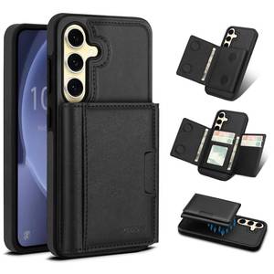 lot 675 image: Godzoen for Samsung Galaxy S24 Wallet Case, 2-in-1 Detachable Magnetic Wallet Case, Card Holder RFID Blocking, Fashionable Faux Leather Card Slot & Folding Design (Black) - Retail $23