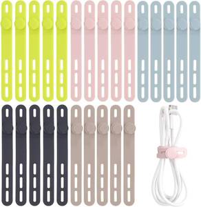 lot 682 image: Oligei 25 Pcs Silicone Cable Ties, Cable Ties Reusable, High Elasticity Cord Wraps for Electrical Cords, Cord Organizer for Earphone, Phone Charger(Colorful) - Retail $6