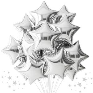 lot 683 image: TONIFUL 15Pcs 18 Inch Large Silver Star Shape Foil Balloons Big Silver Stars Helium Mylar Ballons for Birthday Wedding Baby Shower Anniversary Engagement Party Decorations Supplies - Retail $8