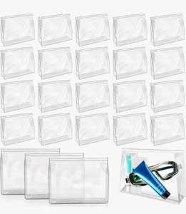 lot 684 image: 24 PCS Mini Clear Makeup Bags, 5.9 x 5.1x1.4 Reusable Clear Zipper Pouch, Transparent Plastic Waterproof Travel Toiletry Bags for Cosmetics, Swimsuit, Bikini, Bathing Suit - Retail $0