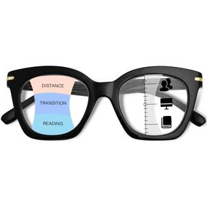 lot 693 image: OPTOFENDY Progressive Multifocal Reading Glasses for Women, Oversized Blue Light Blocking Computer Readers Spring Hinge Black 3.0x - Retail $10