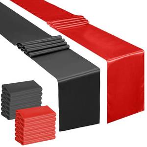lot 696 image: 12 Pack Graduation Table Decorations, 12 x 108 Red Black Disposable Long Table Runner, Rectangle Smooth Tabletop Decoration for Class of 2026, Prom and Grad Party Decor - Retail $24