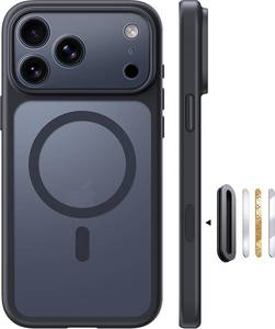 lot 699 image: TOCOL for iPhone 17 Pro Max Case with Camera Control Capture Button, Compatible with Magsafe Charger, Built-in Magnetic Ring, Translucent Matte Phone Case for iPhone 17 ProMax 6.9 inch (Key Black) - Retail $12