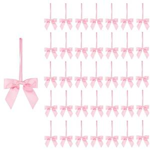 lot 706 image: Meseey 50pcs 3 Inch Stretch Elastic Loops with Premade Pink Ribbon Bows for Gift Wrapping,Baby Showers,Weddings,Christmas Boxes (3,Pink) - Retail $18