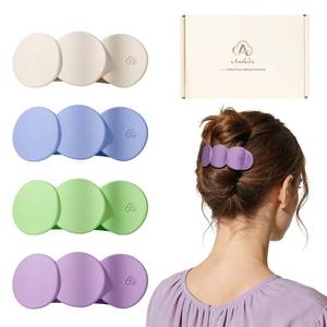 lot 715 image: Amlaidu Medium Flat Hair Clips for Women, French Claw Clips Strong Hold for Thick & Thin Hair, Duckbill Hair Clips Non Slip for Driving Yoga - Green, Purple, Blue, White, 4pcs - Retail $10
