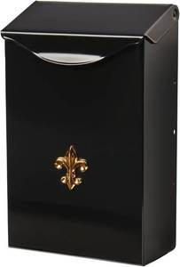 lot 20155 image: Architectural Mailboxes City Classic  Vertical Wall-Mounted Mailbox for Outside, Rust-Resistant Galvanized Steel Metal Small Mail Box, Black