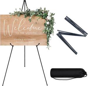 lot 20162 image: JEAWIWI 1 PCS Black Lightweight Easel Stand, 66 Inch Portable Display Easel for Posters, Foam Boards, Signs, Art Displays & Indoor Events with Carry Bags