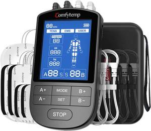 lot 20165 image: Comfytemp 4 Outputs TENS Unit for Cover Multiple Parts, TENS Unit Muscle Stimulator with Customizable User Mode & 19 Modes, FSA HSA Eligible, Pain Relief & Massage for Back, Shoulder, Neck, Sciatica