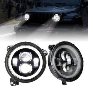 lot 20168 image: 9 Inch LED Headlight for Jeep Wrangler JLGladiator JT 2018-2021 Accessories, High Low Beam Head Lamp with Daytime Running Lights, Adjustable Screw, IP68 Waterproof (2PCS) - Retail $169.90