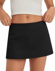 lot 20172 image: Micoson Mini Skirt with Shorts Micro Skorts for Woman Cute Cotton Linen Y2k Short Skirts Trendy Club Outfits Streetwear Size XL