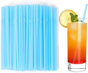 lot 20178 image: 100 Pcs Blue Disposable Plastic Drinking Straws - 8.26 Long 0.24 Wide Cute Bendy Straws for Drink, Flexible Straw for Blue Birthday Party, Baby Shower, Gender Reveal, Ocean Party