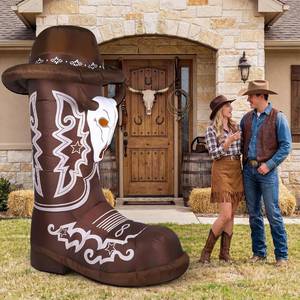 lot 20181 image: MiniInflat 7ft Inflatable Western Boots with Built in LED Lights Blow up Boots Decoration for Western Cowboy Cowgirl Birthday Baby Shower Party Indoor Outdoor Yard Decor(Cowboy)