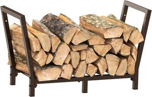 lot 20185 image: 34 Inch Firewood Rack Outdoor Indoor, 2.7ft Wood Storage Rack Stand, Heavy Duty Fire Wood Holder for Fireplace Bronze