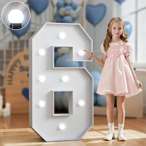 lot 21250 image: Marquee Numbers 3 Feet Tall Big Light Up Numbers 6th 16th 60th Happy Birthday Decorations Sweet 16 White Anniversary Party Decor Large Cardboard Prop Backdrop Sign 6