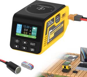 lot 21265 image: Kzreect 300W Adjustable DC 2 30V Voltage Regulator Compatible with DeWalt 18V20V Battery XT60 Output, 140W Type-C, 18W USB-A, 15W Wireless Charger, LCD Display (Battery Not Included)