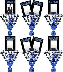 lot 21266 image: Capoda 6 Pack Graduation Table Centerpiece Party Decoration Metallic Foil Spray Centerpiece Glitter Star Tabletop Decor for 2026 Graduation Party Congrats Grad Decor Supplies (Photo,Black Blue)