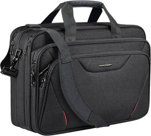 lot 21267 image: KROSER Laptop Bag Premium Laptop Briefcase Fits Up to 17.3 Inch Laptop Expandable Water-Repellent Shoulder Messenger Bag Computer Bag for TravelBusinessMenWomen-BlackRed