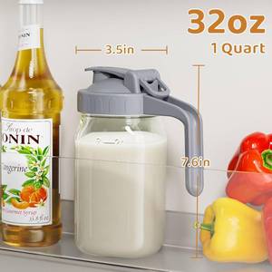 lot 21280 image: OneDream 1PACK Breast Milk Pitcher 32oz Glass Pitcher with Lid, Leakproof Drip-Free Spout, Breastmilk Storage Pitcher for Fridge