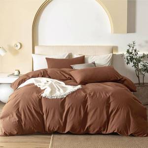 lot 21288 image: JIYUAN California King Duvet Cover Set, 3-Piece - 100% Washed Cotton, Linen-Like Soft & Breathable with Zipper Closure, Includes 104x98 Inch Cover & 2 Pillowcases, Solid Dark Orange