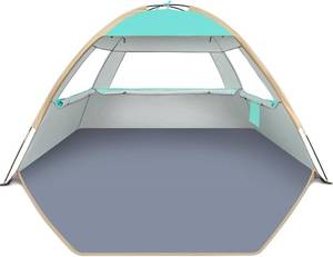 lot 21290 image: Gorich Beach Tent Sun Shelter for 346810 Person with UPF 50  UV Protection, Lightweight & Easy Setup Beach Shade Canopy, Portable Beach Shade Tent Beach Cabana