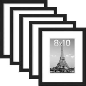 lot 21404 image: upsimples 8x10 Picture Frame Set of 5, Display Pictures 5x7 with Mat or 8 x 10 Without, Wall Gallery Photo Frames, Black