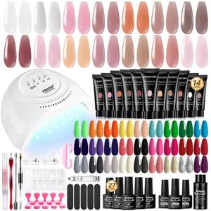 lot 21406 image: JEWHITENY 14 Colors Poly Gel Nail Kit 27 Colors Gel Nail Polish Kit With U V Light All In One Nail Art Starter Kit Suitable For All Seasons
