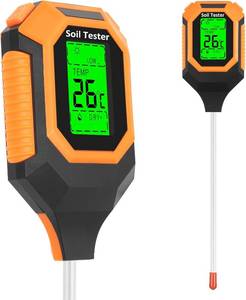 lot 21416 image: 4-in-1 Soil Moisture Meter Digital PH MeterSoil MoisturePlant TemperatureSunlight Intensity, Backlight LCD Display, Soil Test Meter for Garden, Lawn, Plant Care, Farm and Indoor Outdoor Plants