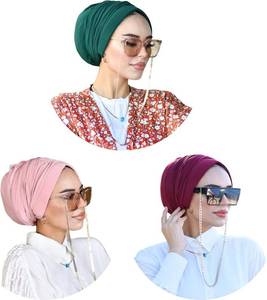 lot 21418 image: para life Dubai Turbans for Women, Breathable Instant TurbanStd Size Stretchable CottonHijab Cap&Undercap
