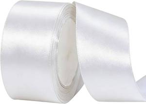 lot 21422 image: 2 Wide Single Face Satin Ribbon Roll for Wedding, Sewing Projects, Gift Wrapping and Crafting Projects, 25 Yards (White)