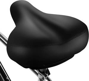 lot 21434 image: Oversized Bike Seat, Comfortable Bike Seat - Universal Replacement Bicycle Saddle - Waterproof Leather Bicycle Seat with Extra Padded Memory Foam - Bicycle Seat for MenWomen