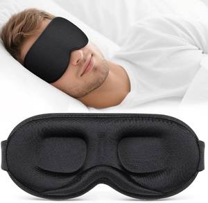 lot 21460 image: Sleep Mask for Men Women - 100% Blackout Eye Masks for Sleep - 3D Soft Sleeping Mask for Side Sleepers - Zero Pressure Lash Extensions Eye Cover Shade for Airplane Travel Essentials, Black