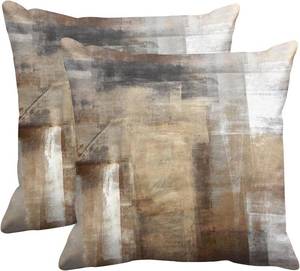lot 21467 image: Britimes Throw Pillow Covers Modern Home Art Decor, 18 x 18 Inches Set of 2 Pillow Cases Decorative, Abstract Oil Painting Pillowcases for Bedroom, Living Room, Taupe Tan Grey Brown Beige