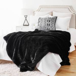 lot 21488 image: BATTILO HOME Luxury Black Faux Fur Throw Blanket, Large Cozy Warm Fluffy Fur Blanket for Bed,Couch, Sofa, Chair, Black Fur Throws with Long Pile, 60x80