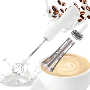 lot 21492 image: Rechargeable Milk Frother Hanheld, Dual Spring Whisk Electric Coffee Frother, Portable Hand Frother Wand Drink Mixer for Matcha Lattes Cappuccino, Kitchen Gifts, White