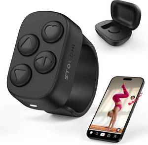 lot 21498 image: Upgraded Scrolling Ring for TikTok, Rock-Solid Connection, 100Hrs Battery, Comfort Wear Fingertip Wireless Bluetooth Remote Control, Compatible with iPhone, iPad and Android PhonesTablet