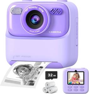 lot 21507 image: Kids Instant Digital Cameras for Boys and Girls, 1080P HD Dual-Lens Selfie Digital Camera with Print Paper & 32G Card, Christmas Birthday Gifts Toys for Toddler and Teenagers Age 3-16 Years Old