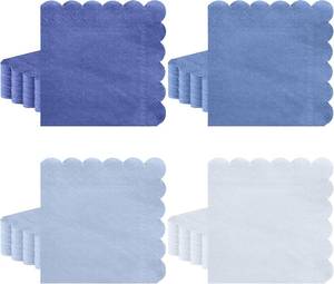 lot 21514 image: 120 Pack Dusty Blue Napkins, 5 x 5 Inch Boy Baby Shower Napkins Gradient Blue Cocktail Napkins Scalloped Napkins Beverage Napkins for Dinner Wedding Baby Shower Bridal Anniversary Reception