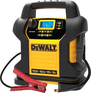 lot 21524 image: DEWALT DXAEJ14 Digital Portable Power Station Jump Starter - 1600 Peak Amps with 120 PSI Compressor for Tires, Sports Equipment &amp Bikes, 15W USB-A and 25W USB-C Power - DAMAGE