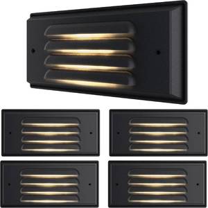 lot 21525 image: Sunco Lighting 4 Pack Outdoor Step Lights LED, 12-24V Low Voltage Deck Lighting for Patio, 200 LM, 3000K Warm White, 5W, IP65 Rated Waterproof, AluminumPlastic Housing, Bronze - FCC, RoHS, ETL.