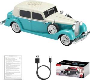 lot 21526 image: WS-1934 Retro Classic Car Bluetooth Replica Speaker   Wireless HD Sound with FM Radio,TWS Stereo,LED Party Lights,Built-in Microphone Hands-Free Call, Surprise Portable Gift for Party Use(Green)