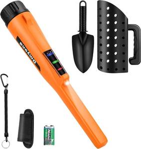 lot 21536 image: Dmyond Metal Detector Pinpointer & Accessories - IP68 Full Waterproof Handheld Pin Pointer Wand with 3 Modes - Includes Sand Sifter Scoop and Shovel for Beach Digging, Treasure Hunting