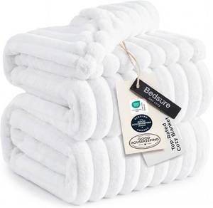 lot 21542 image: Bedsure GentleSoft White Full Blanket for Bed - Cozy Soft Blankets for Women, Cute Large Throws for Girls, Bright White, 84x90 Inches