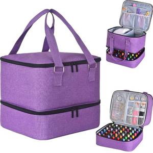 lot 21554 image: FCQQYWZ Nail Polish Organizer Case - Holds 42 Bottles (15ml0.5 fl.oz) and 1 Nail Lamp, Upgraded Double-layer Nail Polish Carrying Case Nail Polish Storage Bag with Handles (Purple)
