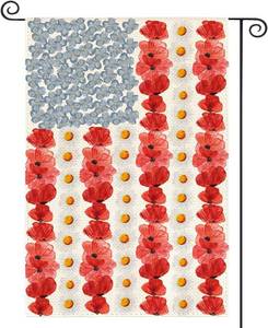 lot 21556 image: AVOIN colorlife Myosotis Poppy Memorial Day Garden Flag 12x18 Inch Double Sided Outside, Patriotic American Flag Yard Outdoor Decoration