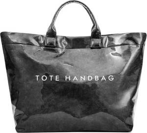lot 21558 image: ALUSBELL Large PVC Tote Bag for Women Letters Print Tote Handbag Kraft Paper Travel Shoulder Bag Clear Carry All Hobo Handbag COLOR IS BURGUNDY