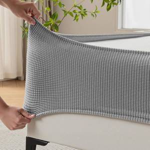 lot 21572 image: MIYE Jacquard Fabric Box Spring Cover,Super Stretchy Wrap Around 4 Sides Elastic Bed Skirt,Wrinkle & Fading Resistant,Washable & Easy Fit. (Light Grey, Queen)