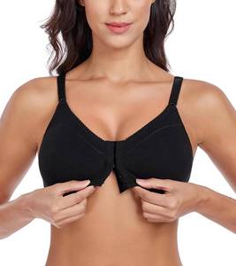 lot 21653 image: Womens Cotton Front Closure Bras Full Coverage Wirefree Everyday Bra Unpadded Unlined Bralette Soze 36DD